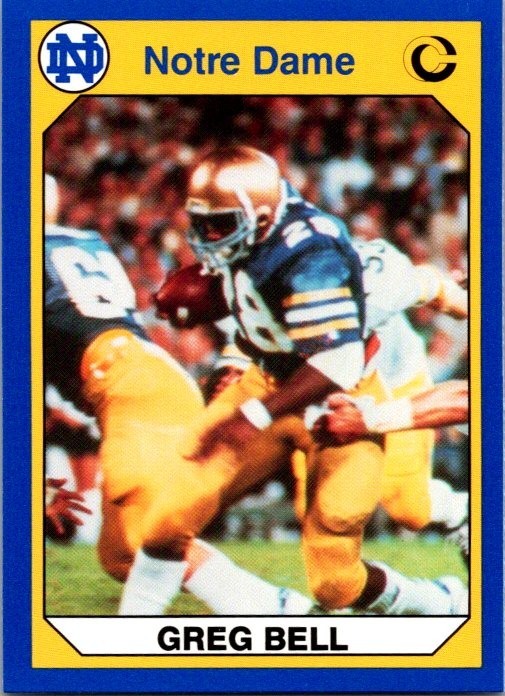 1990 Collegiate Collection University of Notre Dame Greg Bell #45 RC Irish