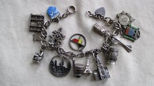 Vtg Sterling 800 7" Infinity Charm Bracelet 15 Charms European  46.3 Grams 