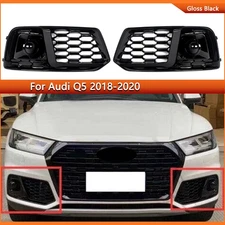 2x RSQ5 Look Fog Light Grille Covers With ACC For 2018-2020 Audi Q5 Gloss Black