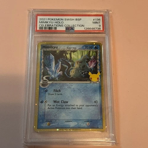 PSA 9 Mimikyu (Delta Species) SWSH136 Celebrations Black Star Promo Pokemon Card