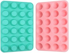 2PCS Silicone Mini Muffin Pan, 24 Cups Cupcake Pan for Baking, Mini Muffin Ba...