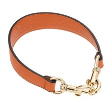 14.17 Inch PU Leather Short Bag Strap with Clasp, Orange, Gold Buckle