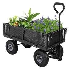 Steel Garden Cart 500Lb Garden Wagon Cart Utility Wagon Cart with Removable Side