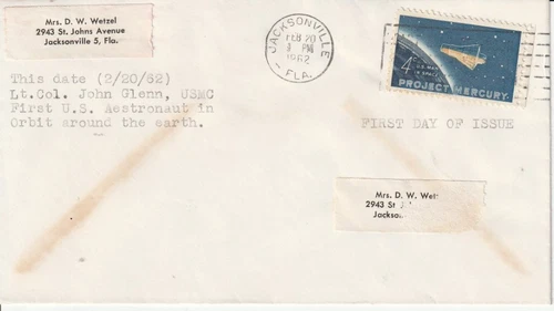1193 4c Project Mercury February 20 1962 FDC First Day Jacksonville Florida