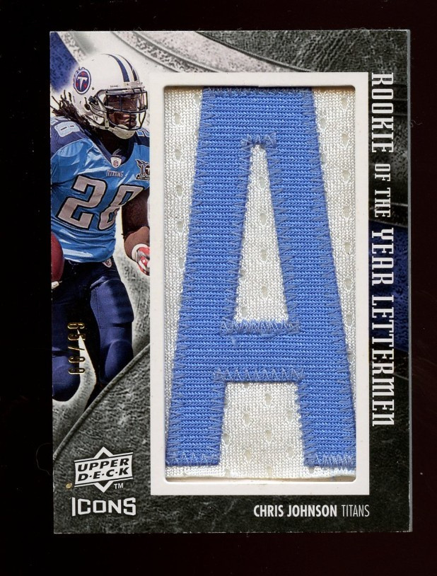 2008 UD ICONS CHRIS JOHNSON ROY LETTERMAN PATCH AROY A 65/99