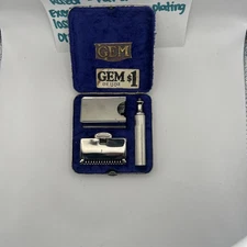 Pat’d 1912 GEM SE DeLuxe Safety Razor Set with Case and Blade Bank Vintage