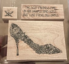 Lot of 10-Stampin Up Wood|Rubber Stamps-1998 Fabric of Friendship|Fabulous You