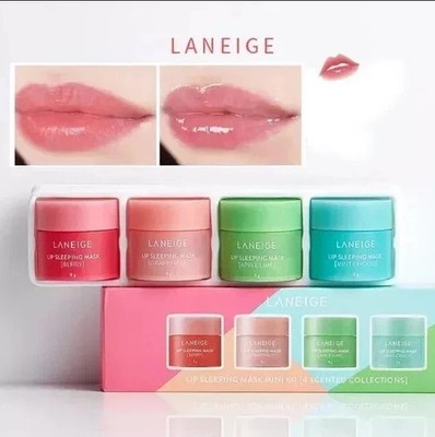 4 Stück Laneige Lippen Schlafmaske Mini Kit Set Nachtpflege Set Wasser Lippenmaske 8g