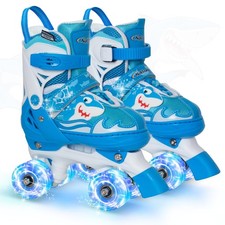 Nattork Kids Adjustable Light-Up Roller Skates for Girls  Boys