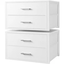 Stackable Storage Drawers Closet Organizers and Storage Fabric White 2 Drawer...