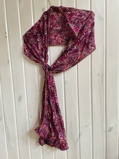 Missoni Scarf 77x 13 Pink Purple Ruffled Ends Brown Boarder Stitching