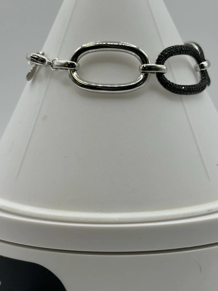 4.05CTW ROUND BLACK SPINEL STERLING SILVER LINK BRACELET 8 - Image 3 of 4