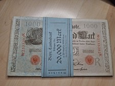 B&uuml;ndel 1000 Mark 1910 Banknote Geldschein Deutschland Mit Banderole