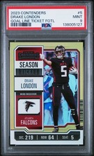 2023 Panini Contenders #5 Drake London Goal Line Ticket Fotl /5 PSA 9