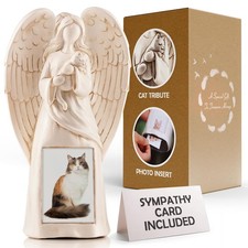 Muldale Angel Statue - Indoor/Outdoor Cat Memorial with Photo Holder - 11'