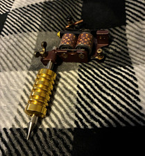 Coil Tattoo Machine Brown Frame Gold Grip Adjustable 2-Coil w/ Frame & Coils