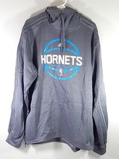 Charlotte Hornets Basketball Logo Adidas Team Issued Hoodie Gray New Small