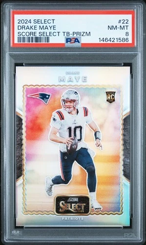 2024 PANINI SELECT SCORE SELECT THROWBACK 22 DRAKE MAYE PRIZM PSA 8 1586