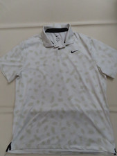 Nike Dri-Fit Tour White Tan Rake Line Polo Golf Shirt Men's Size XL