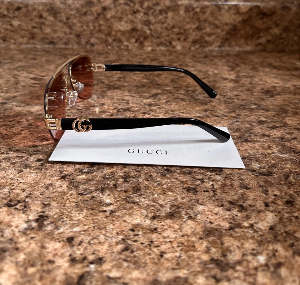 Gucci GG 1220S Black/Pink & Gold Aviator Sunglasses - Ships Today! - Image 4 of 4