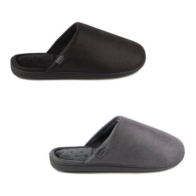 Totes Isotoner quadratisch gemustert Smart Herren Polyester Slipper Pantolette Hausschuhe