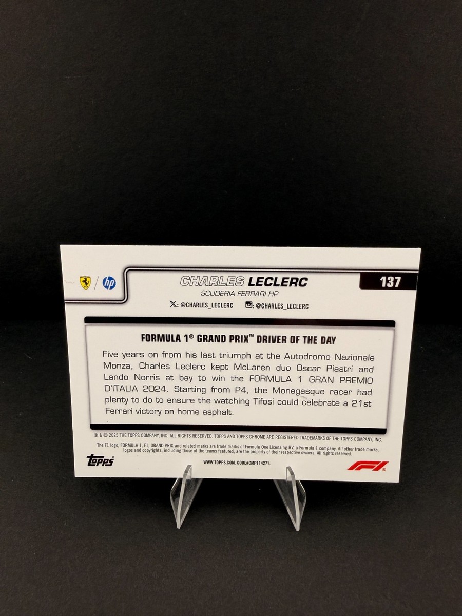 2025 Topps Chrome F1 Aqua Raywave Refractor 137 Charles Leclerc 36