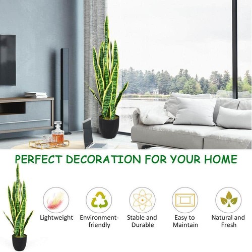 3 Fuß grün und gelb Indoor Outdoor dekorative künstliche Schlangenpflanze im Topf, - Bild 5 von 8