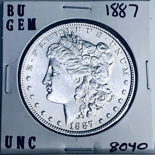 1887 BU GEM MORGAN SILVER DOLLAR UNC MS+++ U.S. MINT RARE COIN 8040