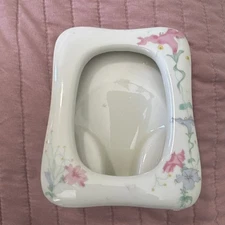 Takahashi San Francisco White Porcelain Mini Picture Frame Pink Blue Flowers