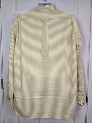 Ralph Lauren Long Sleeve Button Down Oxford Shirt Yellow Blue Stripe Men's Sz XL - Picture 3 of 9
