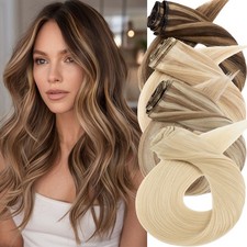 100% Soft Clip In Human Hair Extensions Remy Full Head 8 Pieces BALAYAGE Weft UK