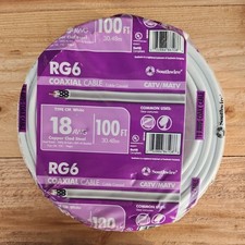 Southwire 100' RG6 18 AWG Copper Clad Steel Dual Shield Coax Cable Bulk - New