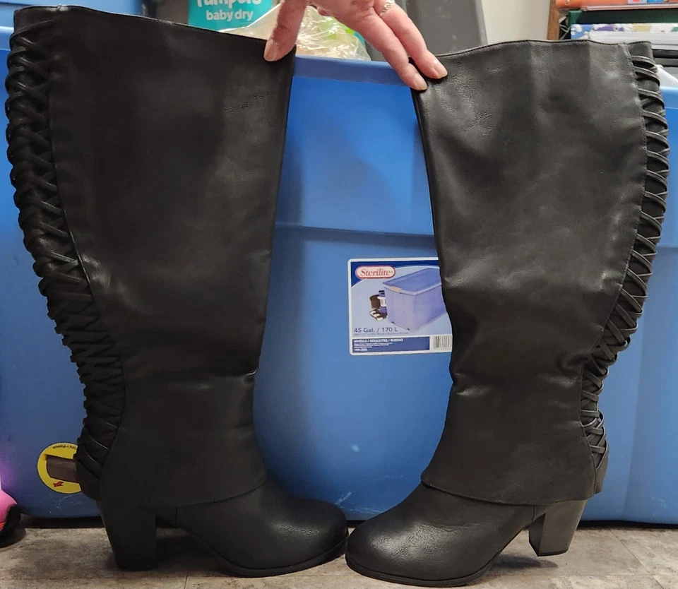 Новый с Ярлыками Torrid женщин шириной икры черный колена полная сторона молнии ботинки - размер 10 - Изображение 2 из 4