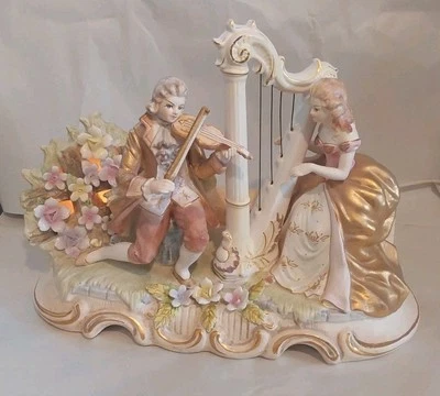 Lenwile Ardalt Porcelain Figurine Lighted Lamp 11 X 15 X 8.5 Music Box No Chips - Image 1 of 4