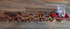 Vintage CAST IRON CLYDESDALE BEER WAGON 8 HORSE DRAWN CART, BARRELS, DOG 2 MEN