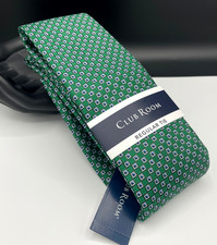 CLUB ROOM Men's Regular Tie  Green  Belmont Neat  NEW MSRP: 55.