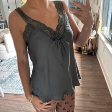 grade & gather gray lace cami top size small
