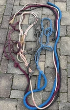 Box Lot Of 4 Horse Rope Halter With Lead Assorted Color And Design Used