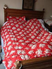 SUPERB ANTIQUE 19TH C COTTON FRENCH SINGLE BED COVER QUILT THROW