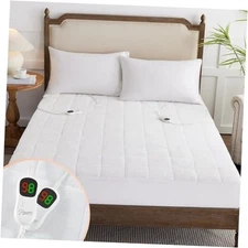  Heated Mattress Pad Size for Cold Sleepers, 5 Heated Setting Full Coral White