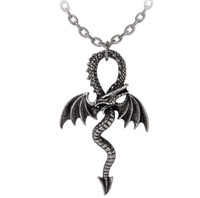 Alchemy Gothic Drakh-Pendant Mittelalterlicher Drachen Ankh Kreuz Kette P936