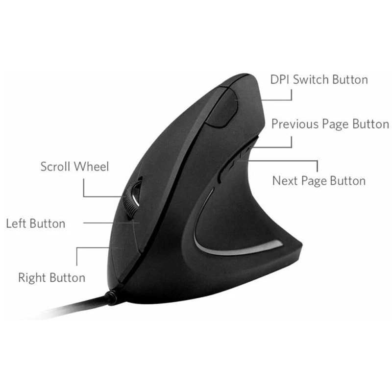Anker USB Wired Vertical Mouse Ergonomic Optical 1000 / 1600 DPI 5 Buttons - Image 2 of 4