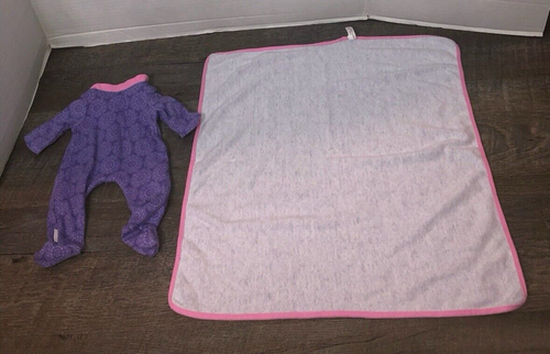 AMERICAN GIRL BITTY BABY PURPLE PLAYFUL FLORAL SLEEPER & MATCHING BLANKET - Picture 4 of 4