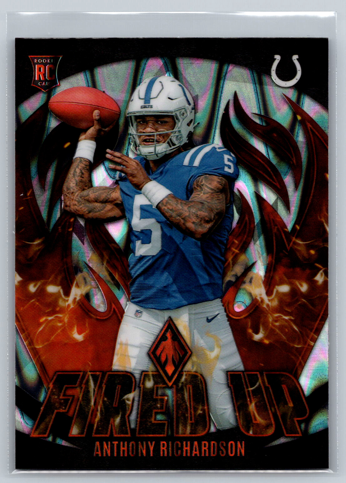 Anthony Richardson 2023 Panini Phoenix Fired Up Silver Seismic Rookie FU-6
