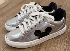 Aldi Disney Mickey Mouse Metallic Silver Black Sneakers Size 8