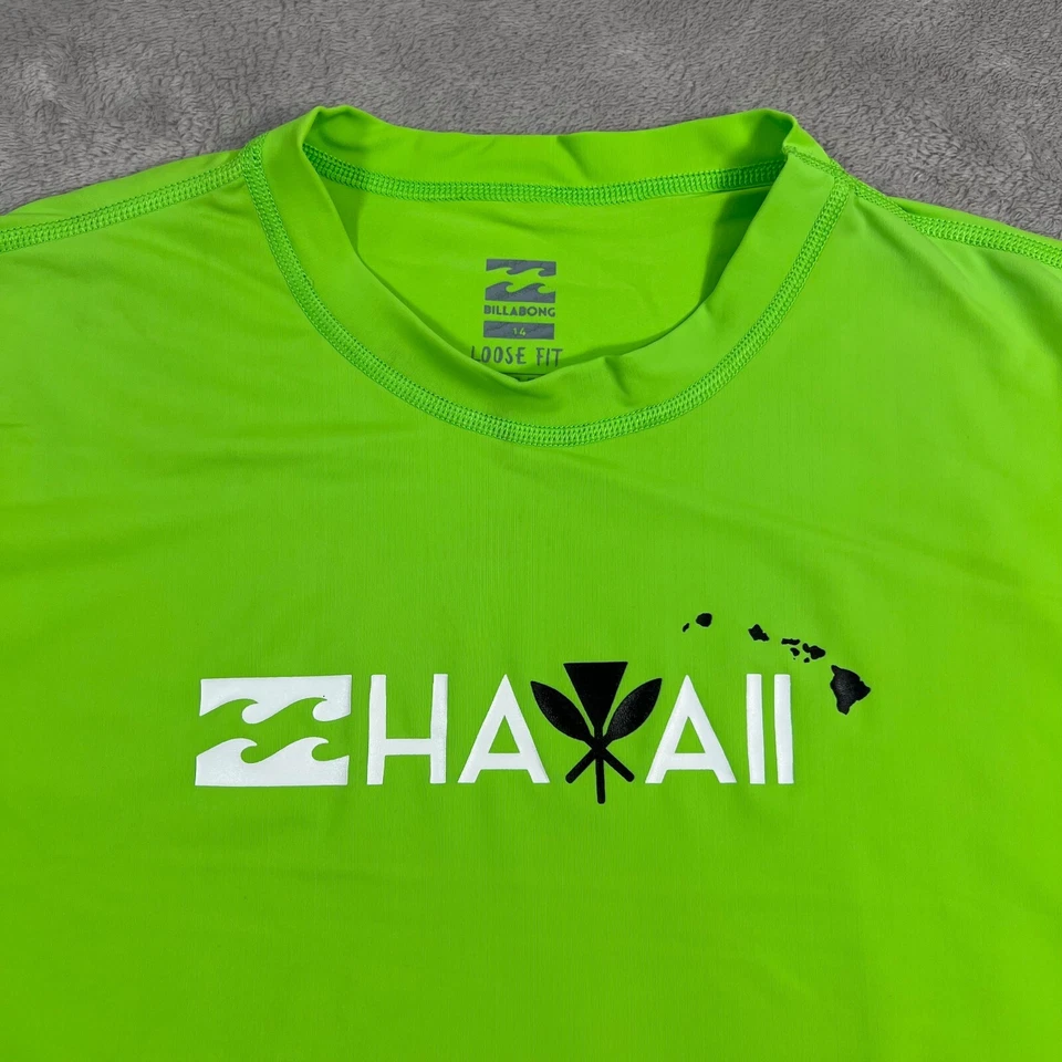 Protector contra erupciones Billabong Hawaii niños talla 14 verde brillante calce suelto activo UPF 50 Foto 2 de 4