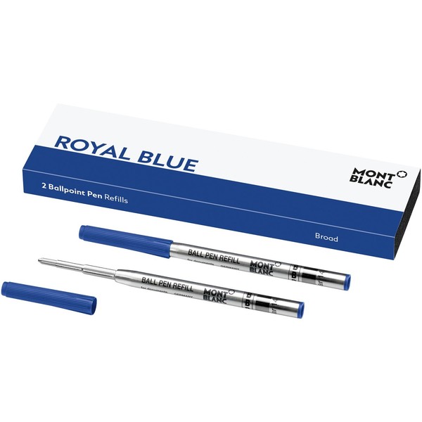 2X KUGELSCHREIBER-MINE Montblanc B Blau / Refill Royal Blue, 124491, Neu&Ovp-image