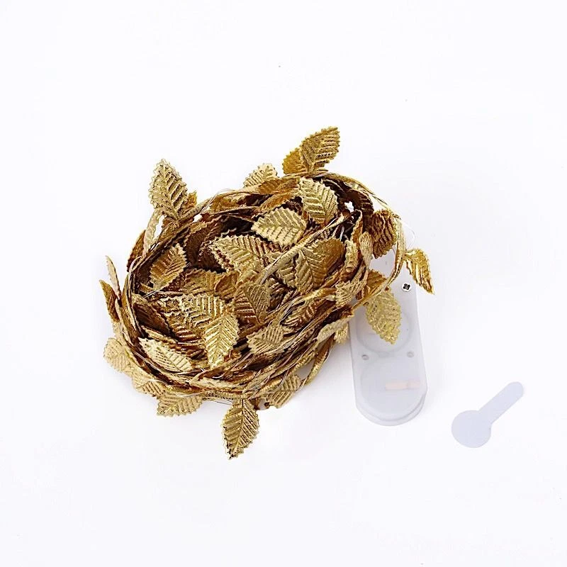 GUIRNALDA LED Metálica Oro 15 pies Hojas Rosa Luces Hadas Funciona con Pilas Foto 2 de 4