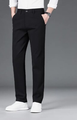 mens dress slacks slim fit TAPERED-FIT Stretch Dress Pants for Tall Men in Black 38 / 40 / Black main image 1