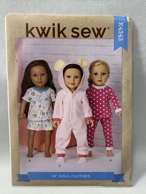 Kwik Sew  K4343, Sewing Pattern for 18 Inch Doll Clothes, Jumpsuit, Uncut